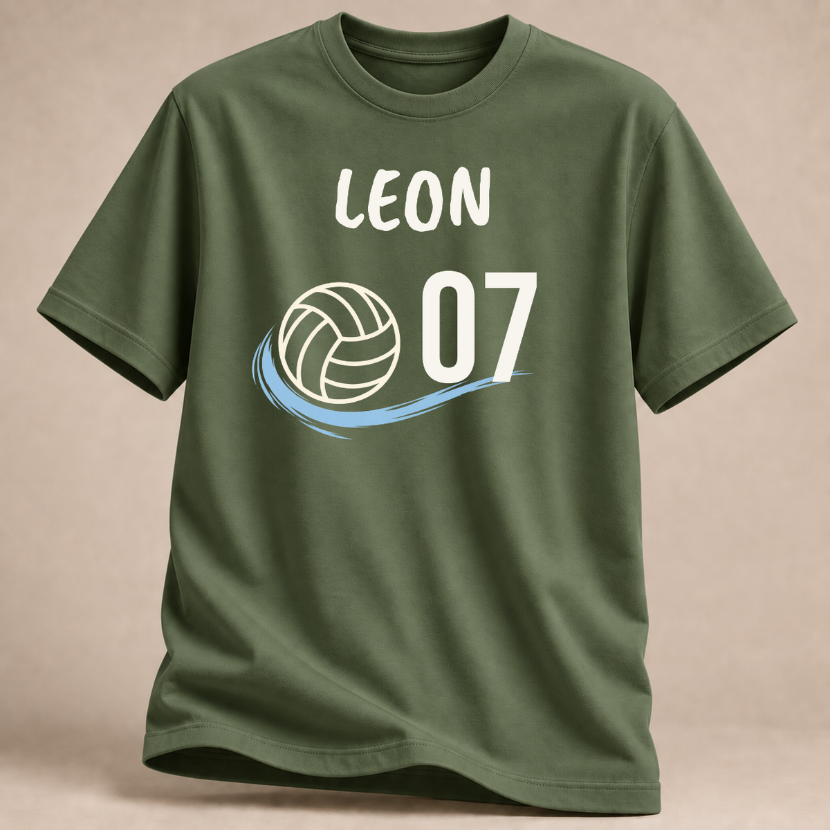 RÜCKRAUM – Personalisiertes Volleyball-T-Shirt mit Name & Nummer – Signatur – Militärgrün