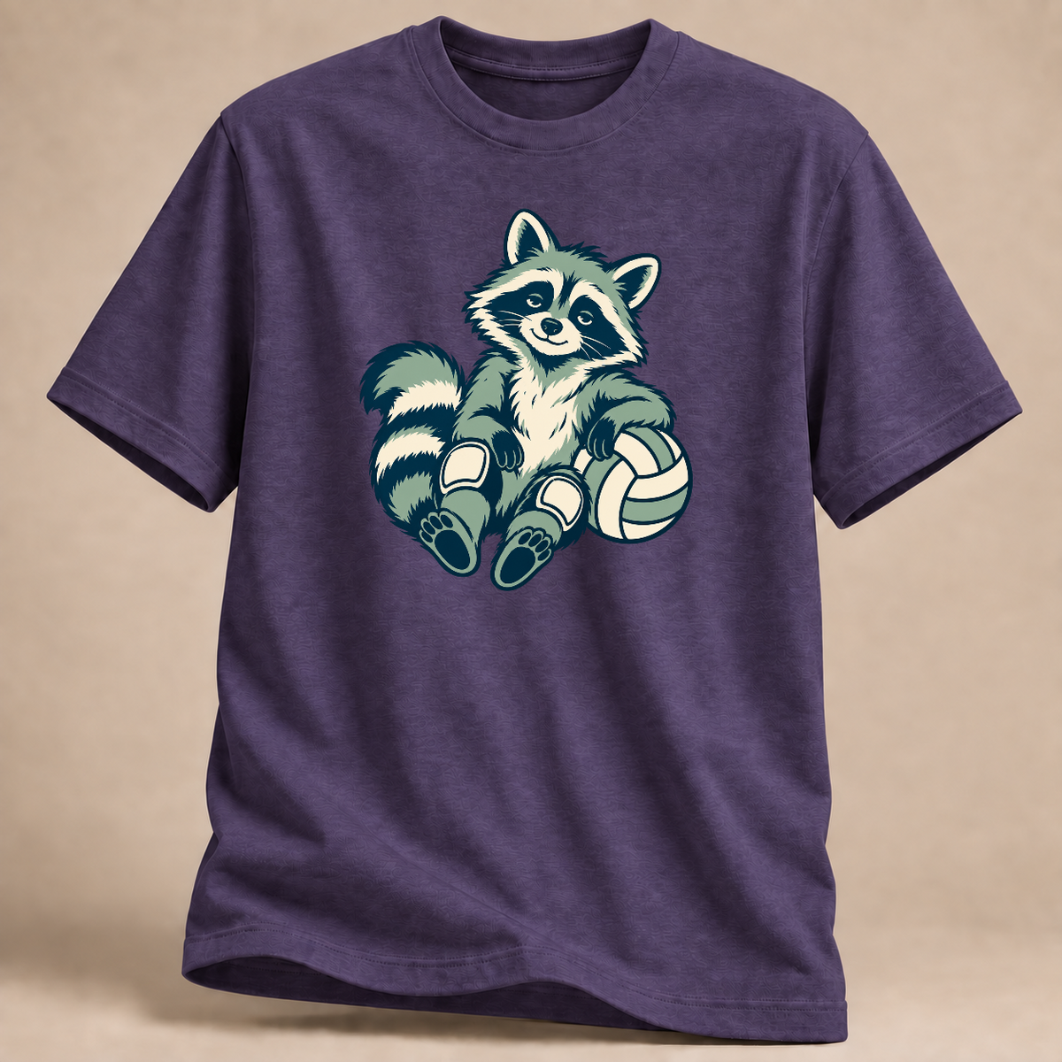 Volleyball-Waschbär: Spieltagspause – T-Shirt – Lila meliert