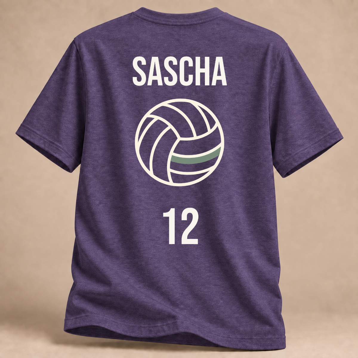Personalisiertes Volleyball-T-Shirt mit Name & Nummer – Monoline – Lila meliert