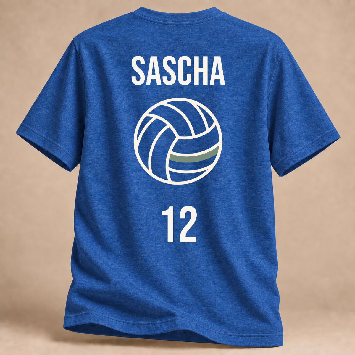 Personalisiertes Volleyball-T-Shirt mit Name & Nummer – Monoline – Royalblau meliert