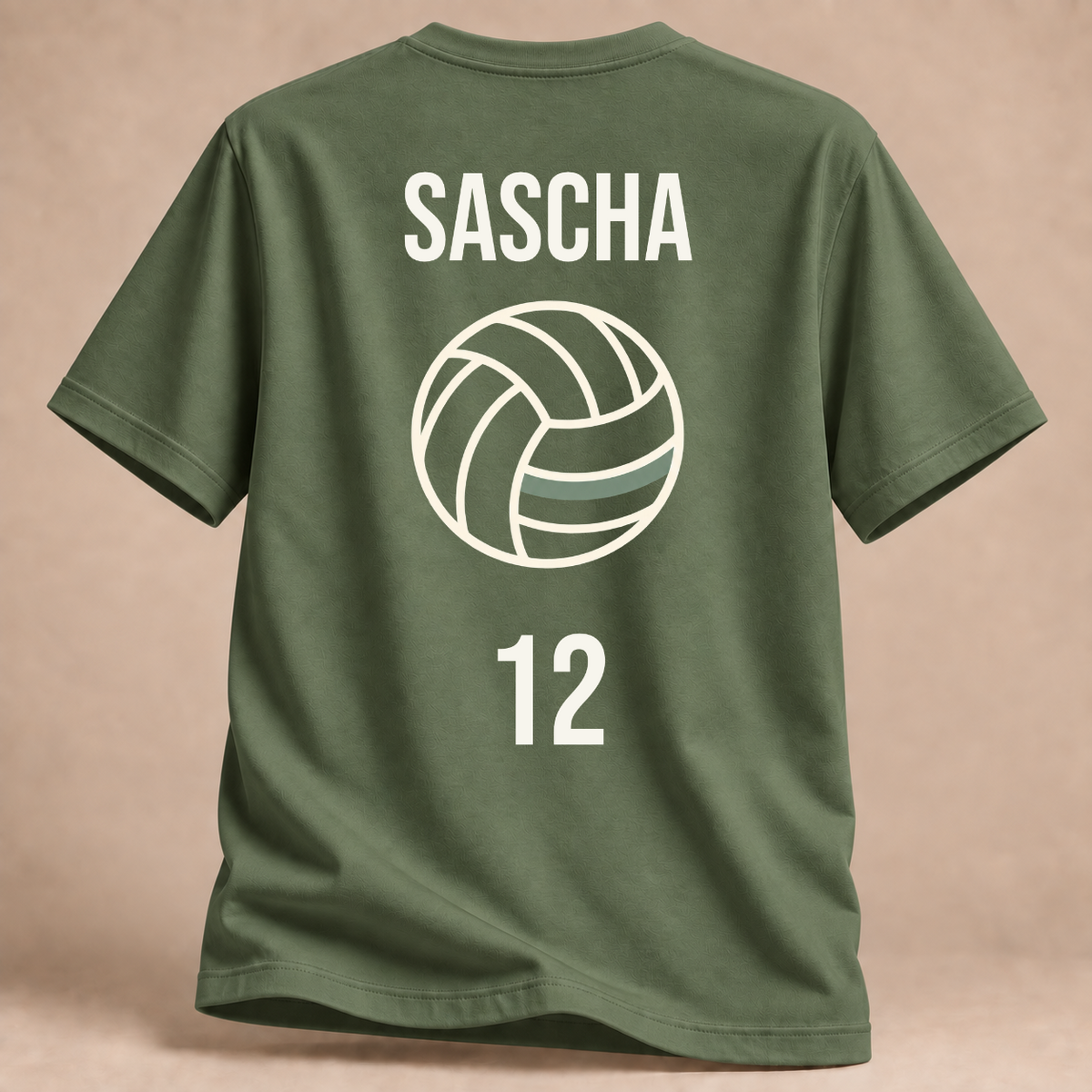 Personalisiertes Volleyball-T-Shirt mit Name & Nummer – Monoline – Militärgrün
