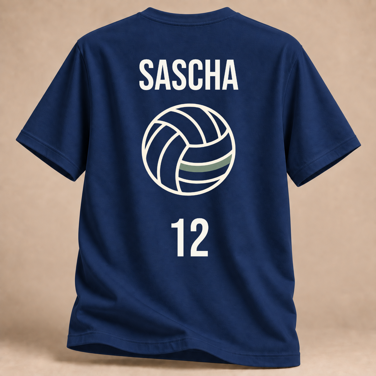 Personalisiertes Volleyball-T-Shirt mit Name & Nummer – Monoline – Marineblau