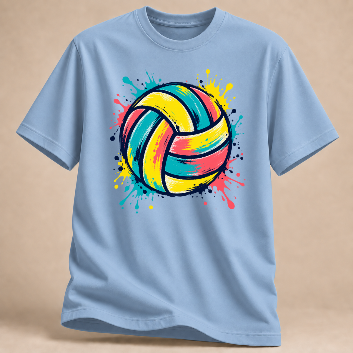 RÜCKRAUM – Bunter Farbball – Volleyball T-Shirt – Hellblau