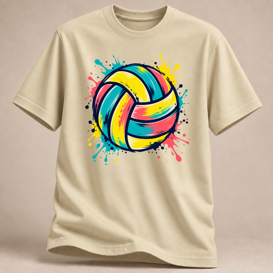 RÜCKRAUM – Bunter Farbball – Volleyball T-Shirt – Naturweiß