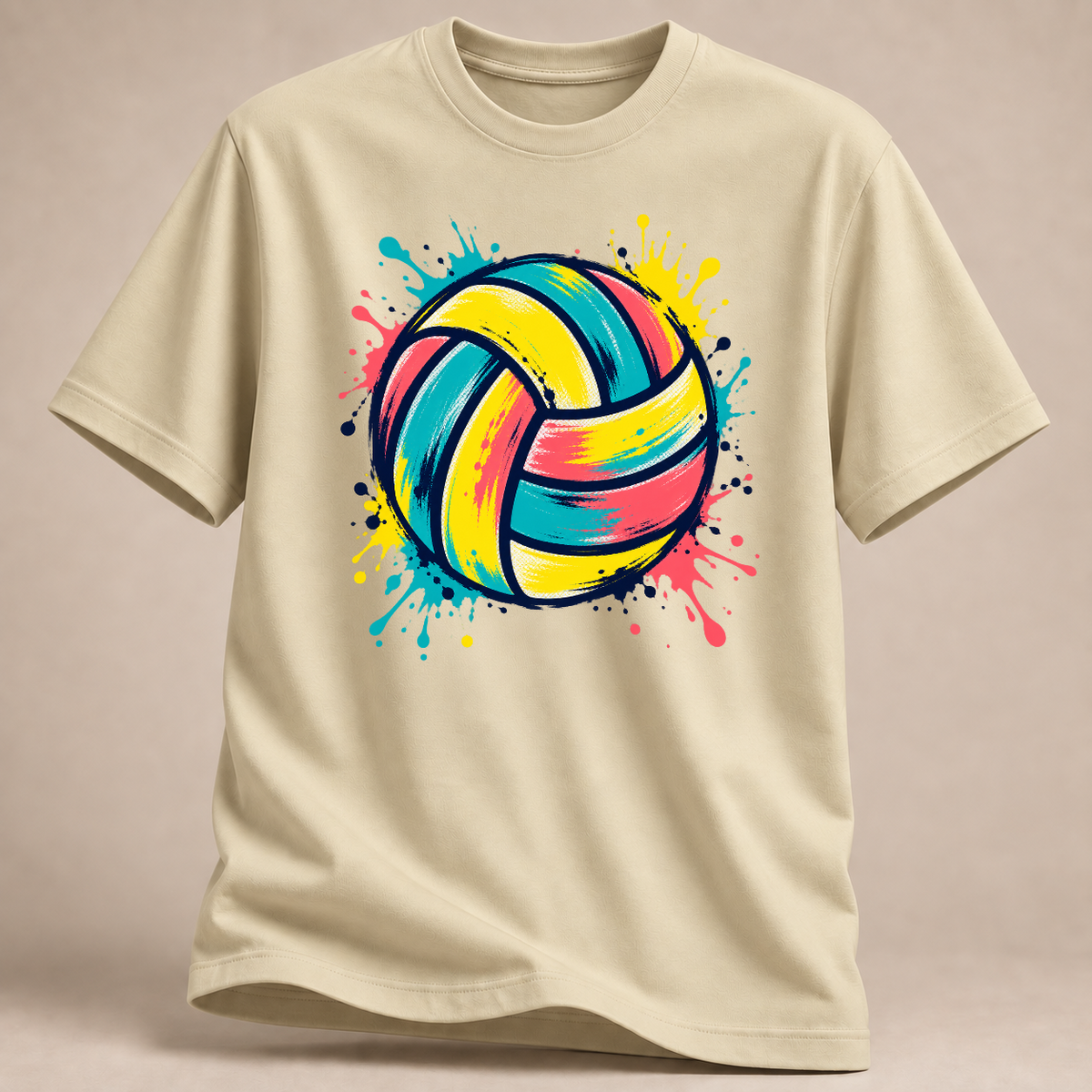 RÜCKRAUM – Bunter Farbball – Volleyball T-Shirt – Naturweiß