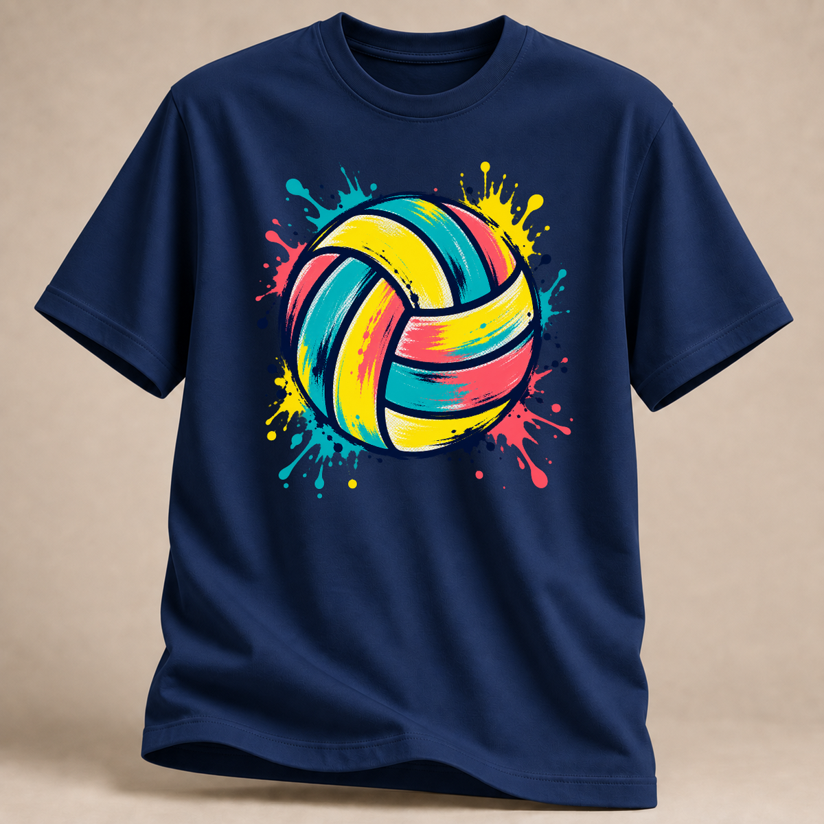 RÜCKRAUM – Bunter Farbball – Volleyball T-Shirt – Marineblau