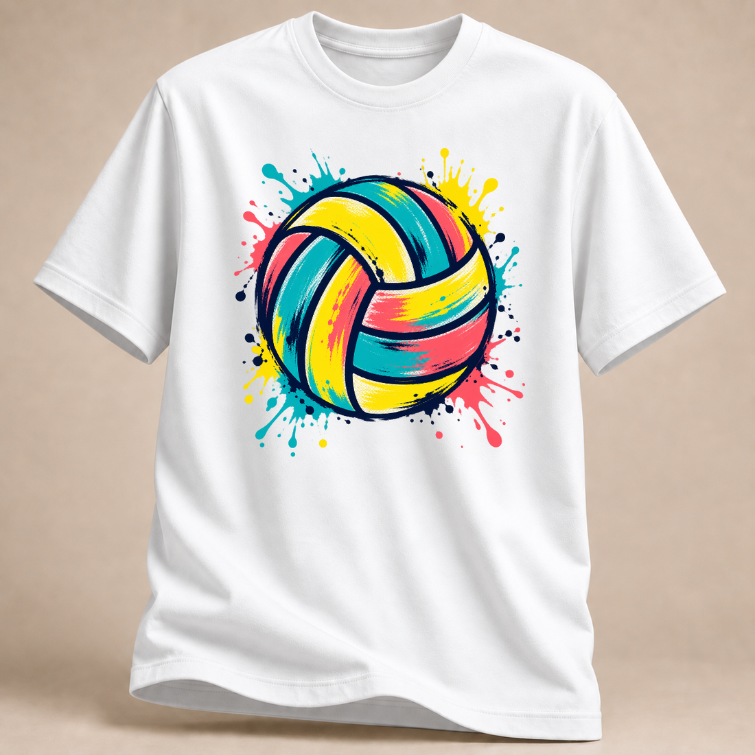 RÜCKRAUM – Bunter Farbball – Volleyball T-Shirt – Weiß