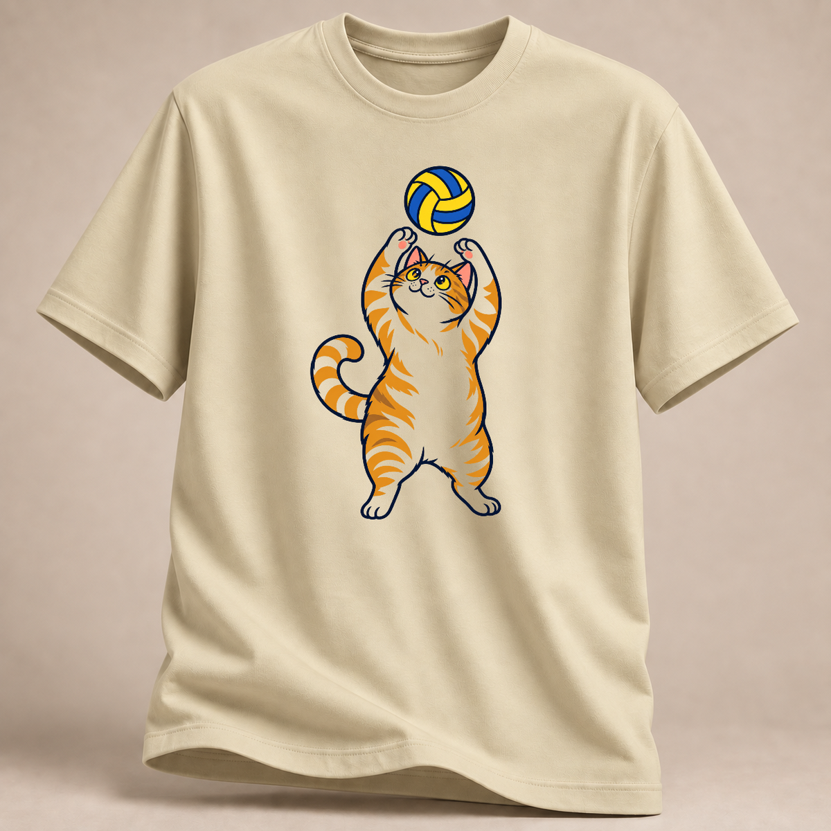 RÜCKRAUM – Volleyball-Katze – T-Shirt – Naturweiß