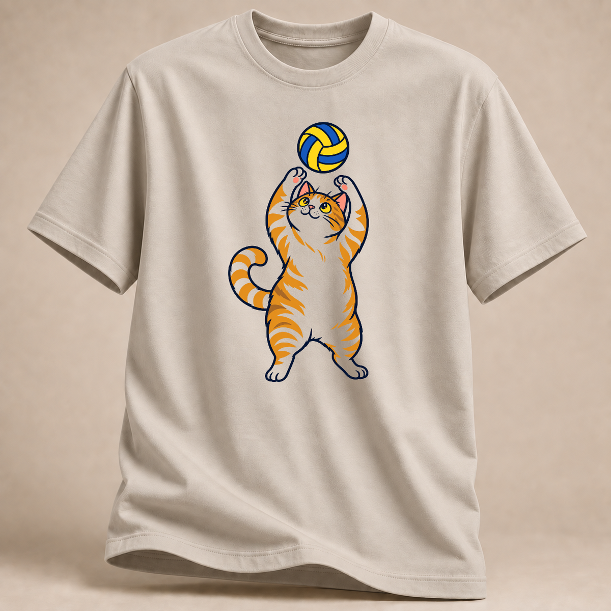 RÜCKRAUM – Volleyball-Katze – T-Shirt – Sand