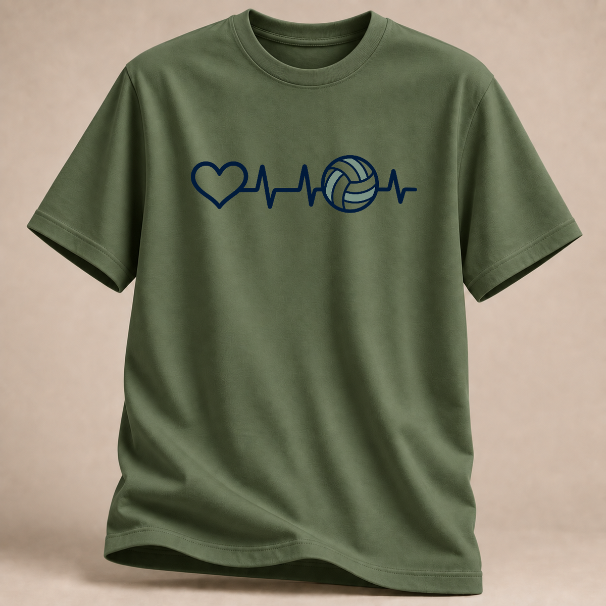 RÜCKRAUM – Volleyball-Herzschlag – T-Shirt – Militärgrün