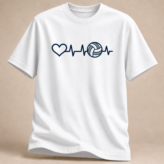 RÜCKRAUM – Volleyball-Herzschlag – T-Shirt – Weiß