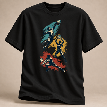 Volleyball-Action Retro – T-Shirt – Schwarz