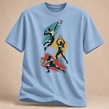 Volleyball-Action Retro – T-Shirt – Hellblau