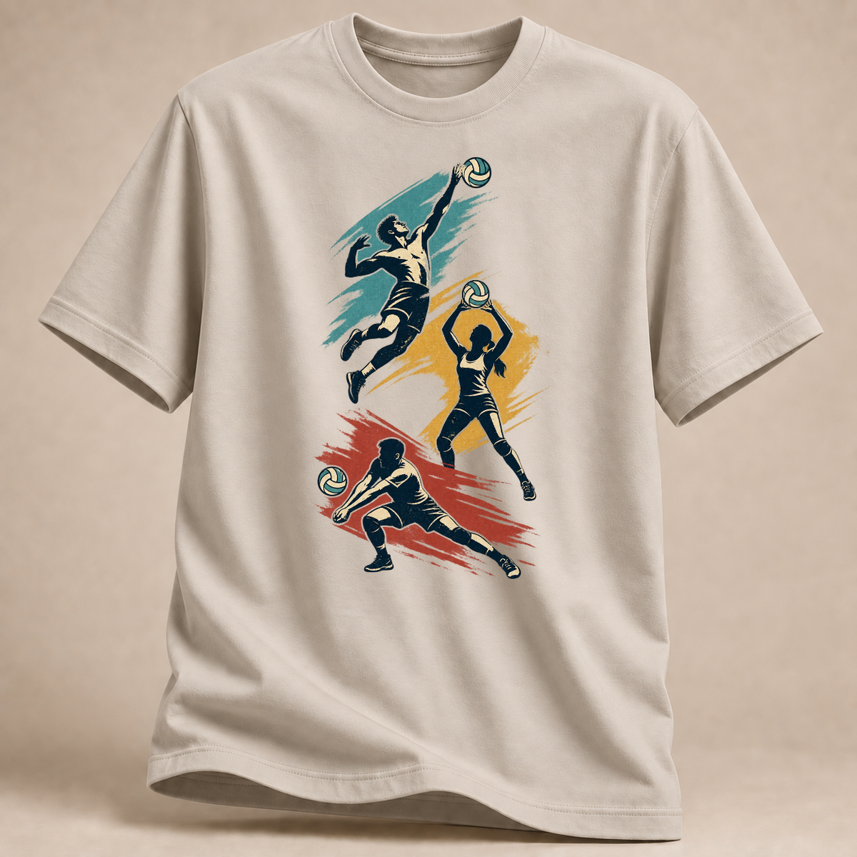 Volleyball-Action Retro – T-Shirt – Sand