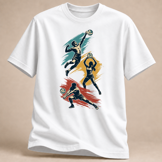 Volleyball-Action Retro – T-Shirt – Weiß