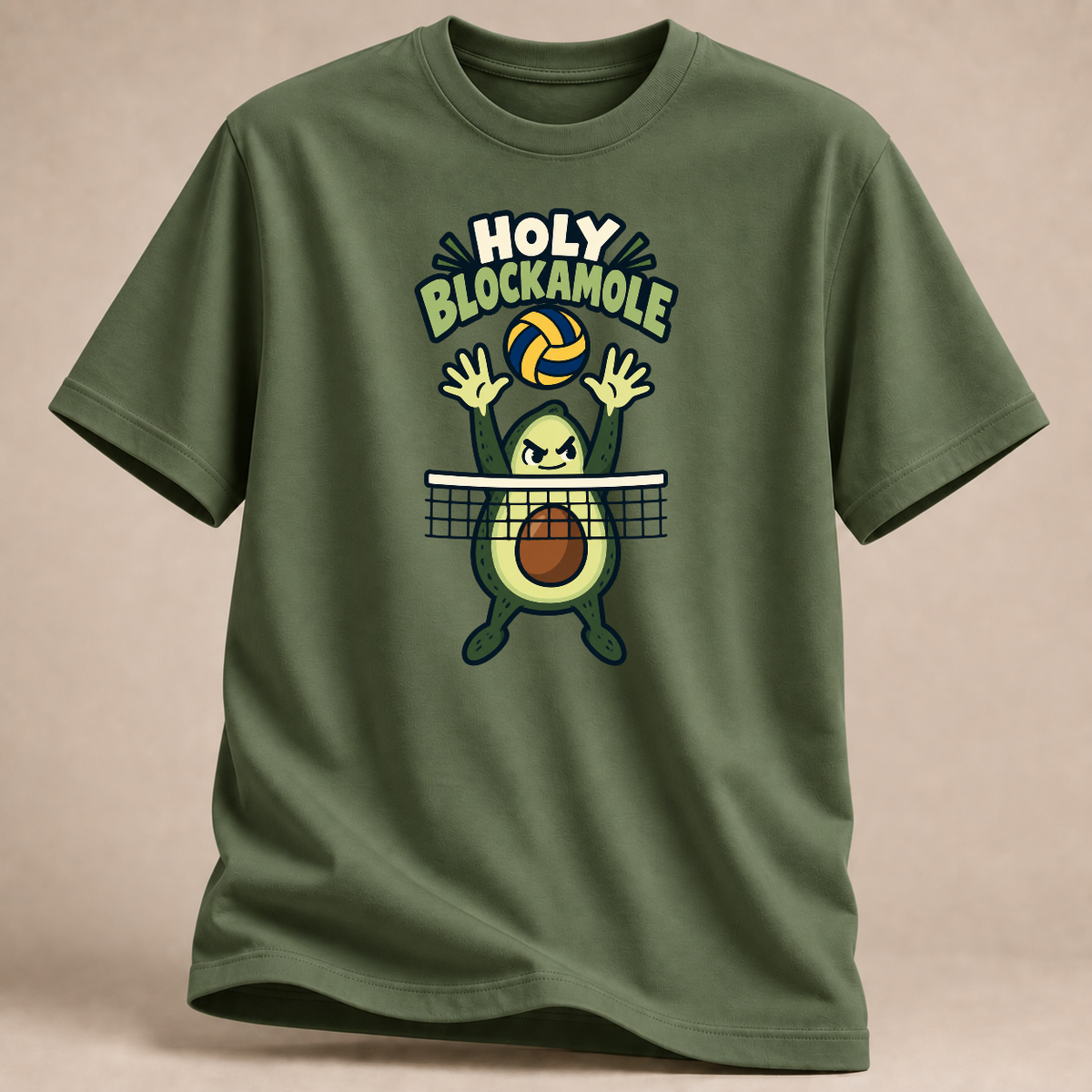 Holy Blockamole – Volleyball T-Shirt – Militärgrün