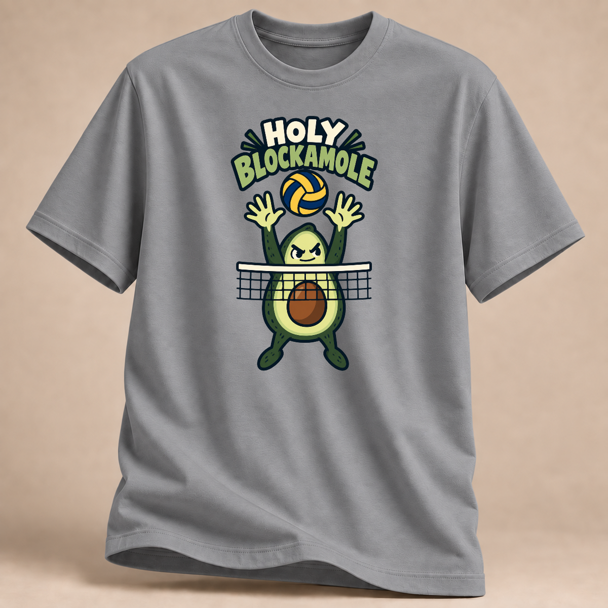 Holy Blockamole – Volleyball T-Shirt – Sportgrau meliert