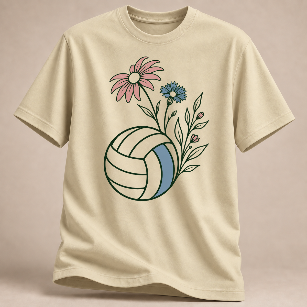 RÜCKRAUM – Volleyball-Blumen T-Shirt – Natur