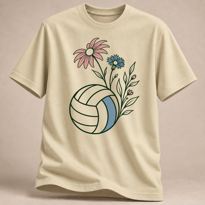 RÜCKRAUM – Volleyball-Blumen T-Shirt – Natur