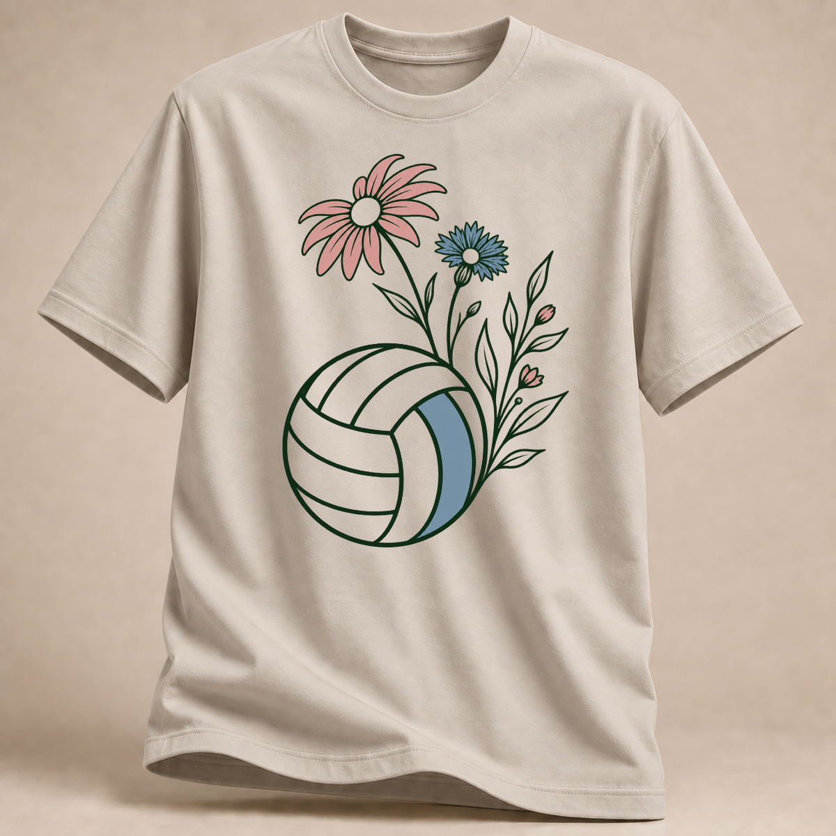 RÜCKRAUM – Volleyball-Blumen T-Shirt – Sand