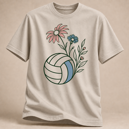 RÜCKRAUM – Volleyball-Blumen T-Shirt – Sand