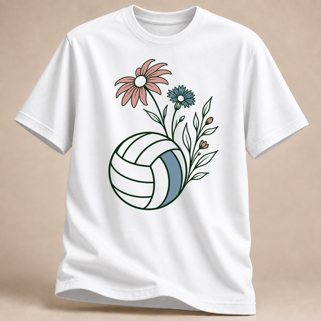 RÜCKRAUM – Volleyball-Blumen T-Shirt – Weiß