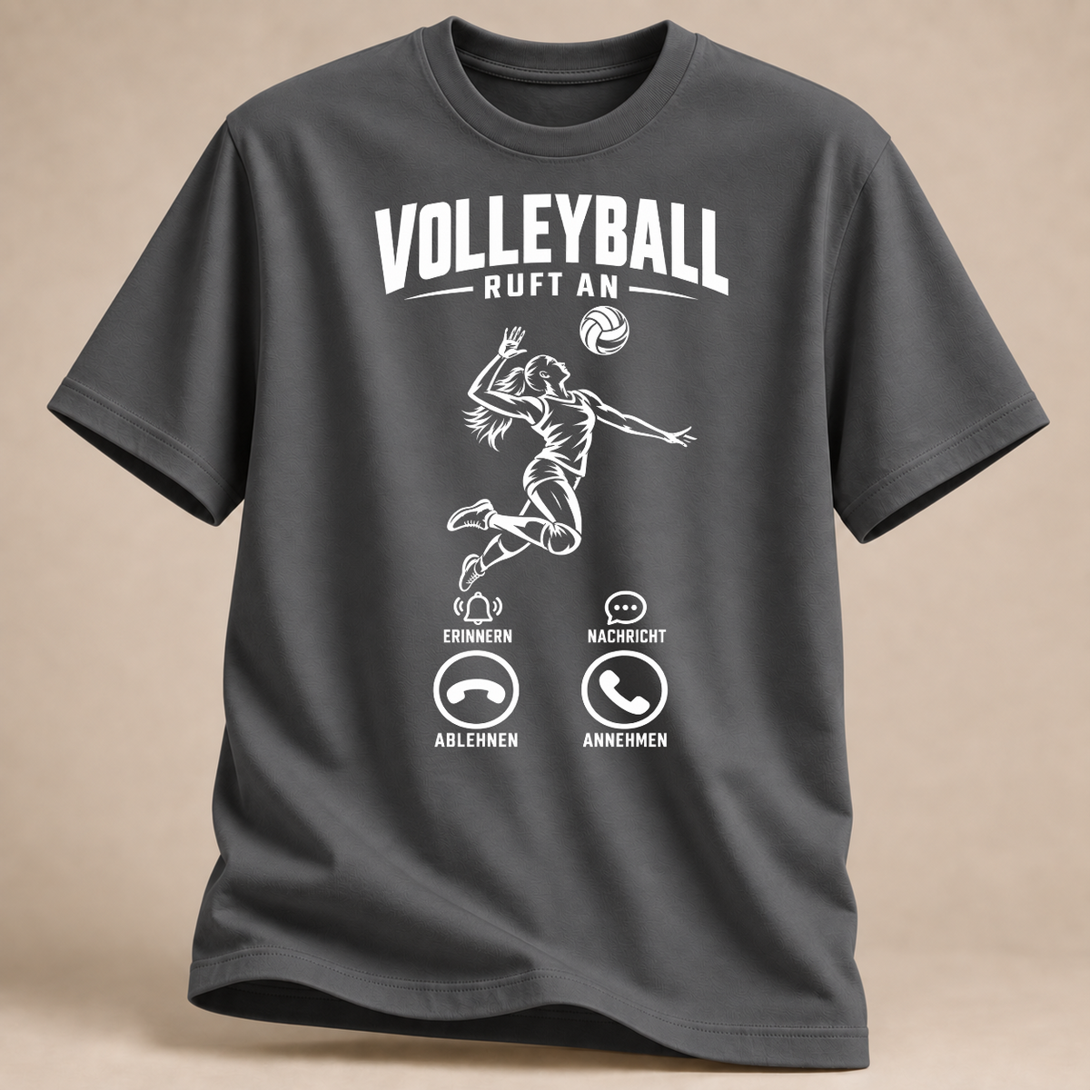 RÜCKRAUM – Volleyball ruft an T-Shirt – Charcoal