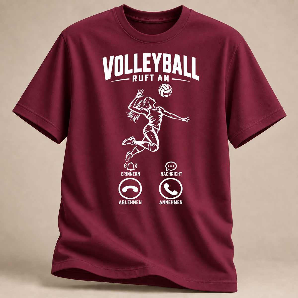 RÜCKRAUM – Volleyball ruft an T-Shirt – Maroon