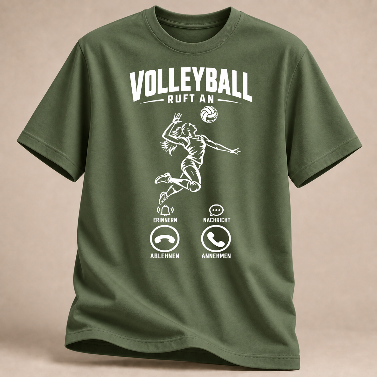 RÜCKRAUM – Volleyball ruft an T-Shirt – Military Green