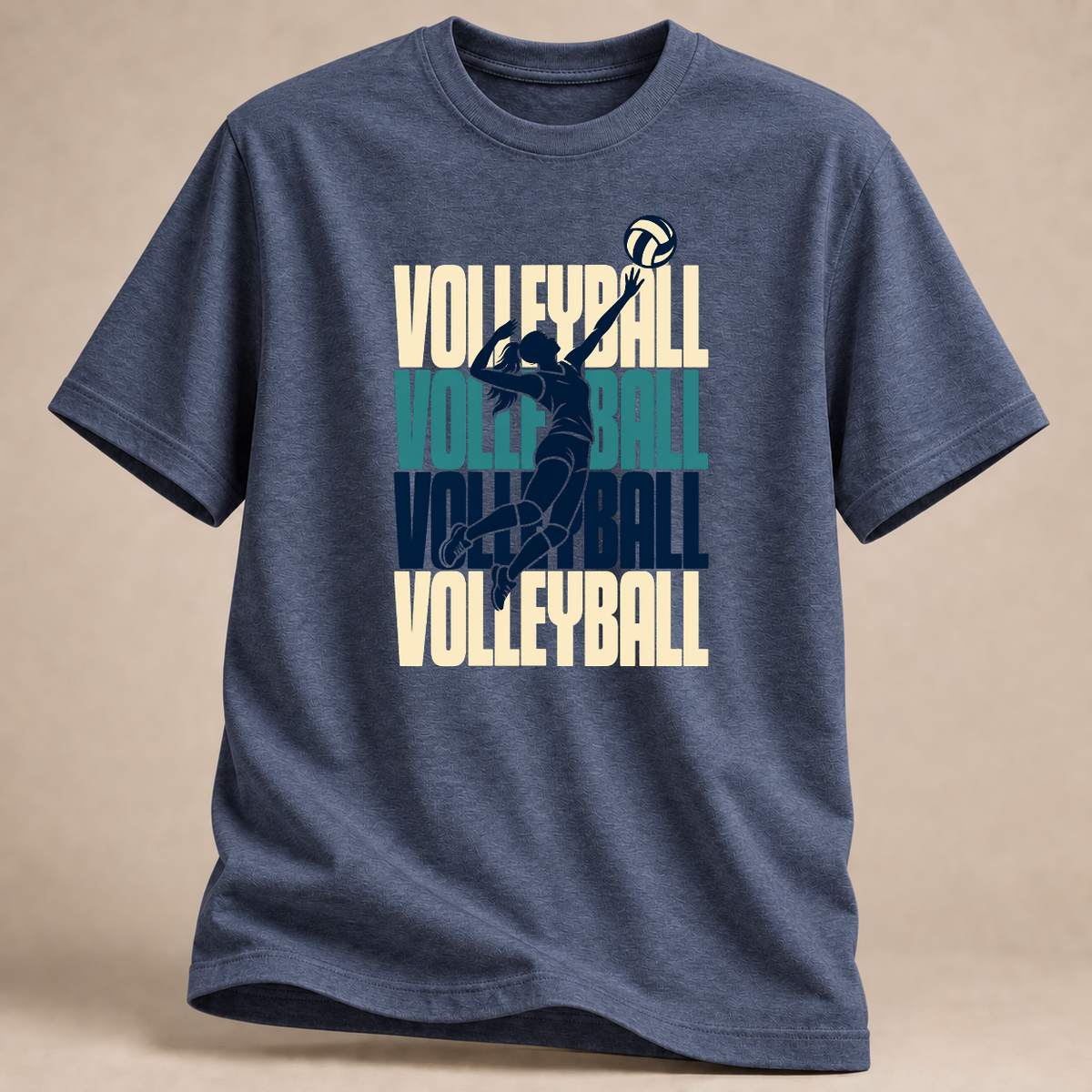 RÜCKRAUM – Volleyball Retro T-Shirt – Heather Navy