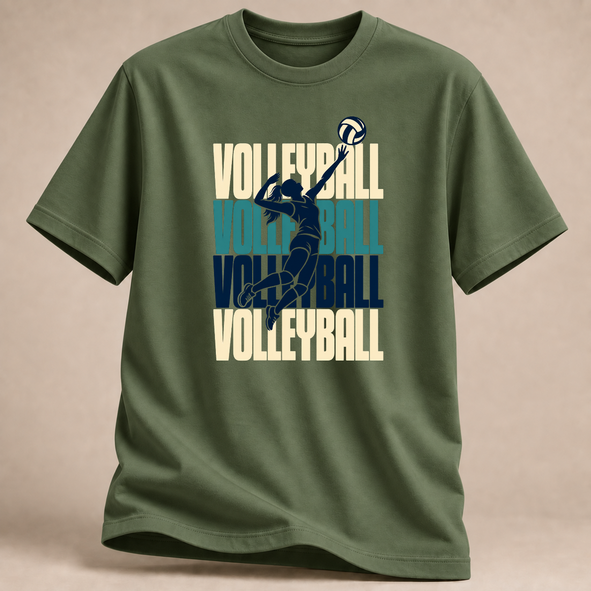RÜCKRAUM – Volleyball Retro T-Shirt – Military Green