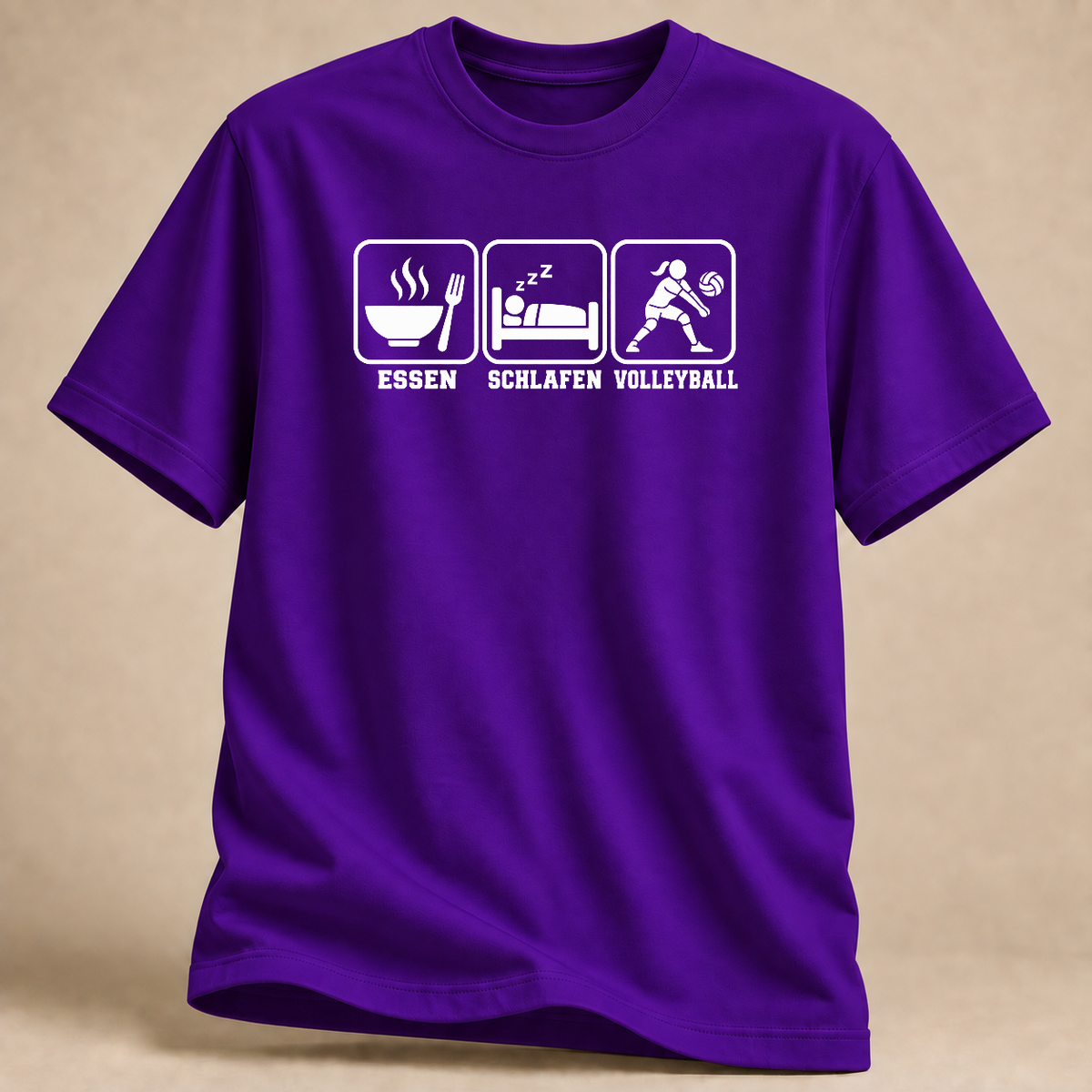 RÜCKRAUM – Essen Schlafen Volleyball T-Shirt – Purple