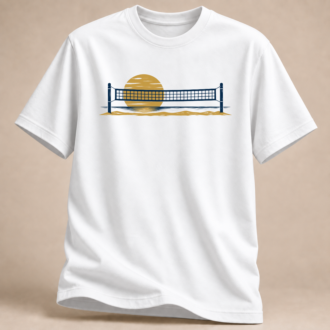 Beachvolleyball Sonnenuntergang – Volleyball-T-Shirt in Weiß
