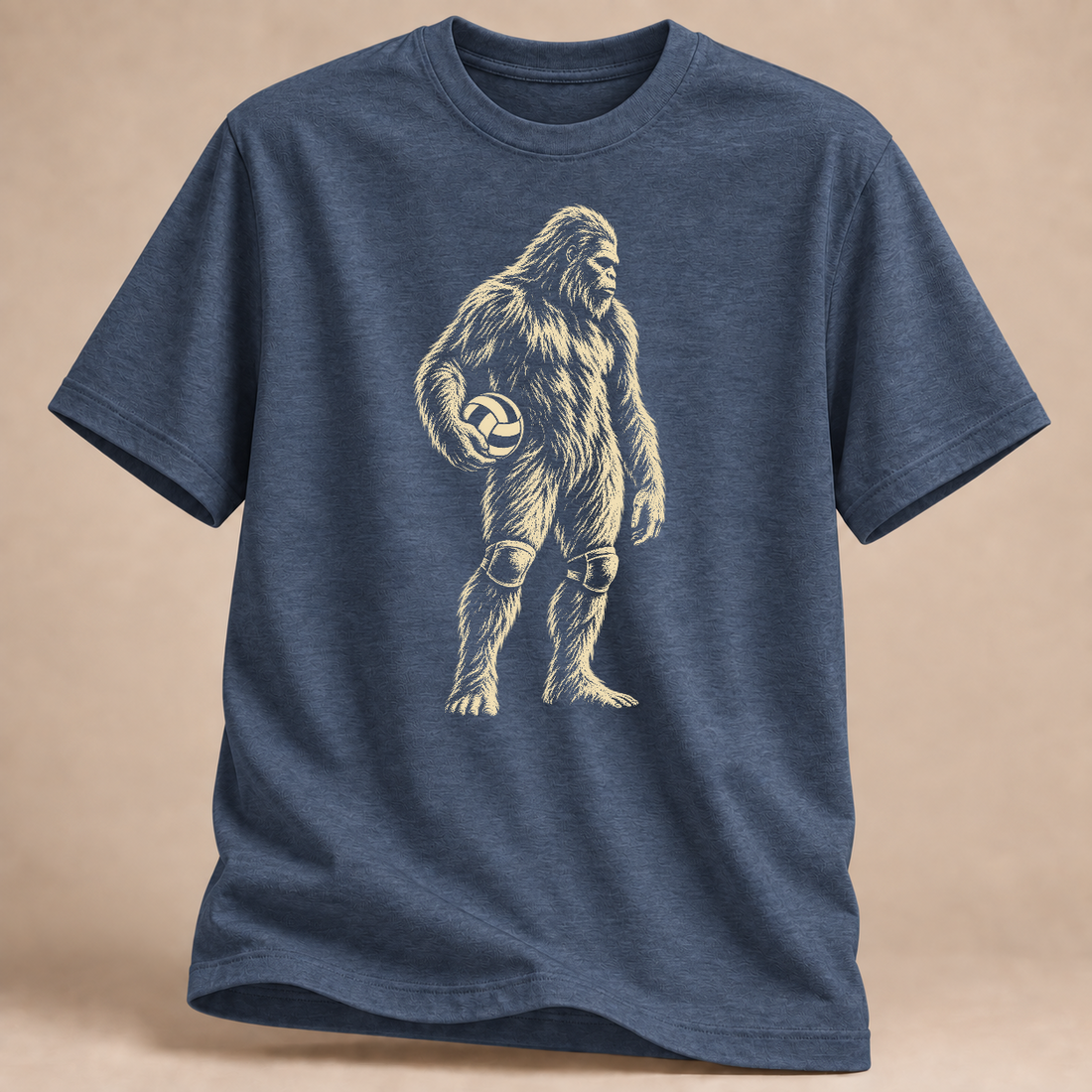 Bigfoot spielt Volleyball – Volleyball-T-Shirt in Navy meliert