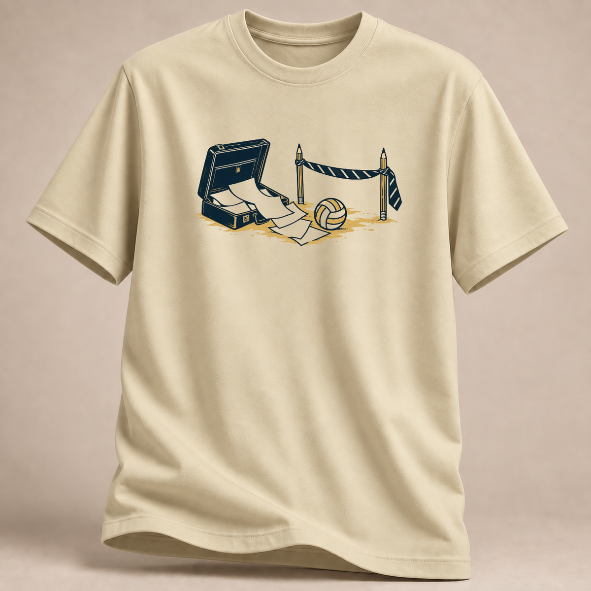 Volleyball-Auszeit T-Shirt – Mockup in Natur