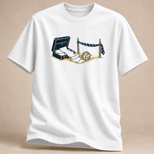 Volleyball-Auszeit T-Shirt – Mockup in Weiß