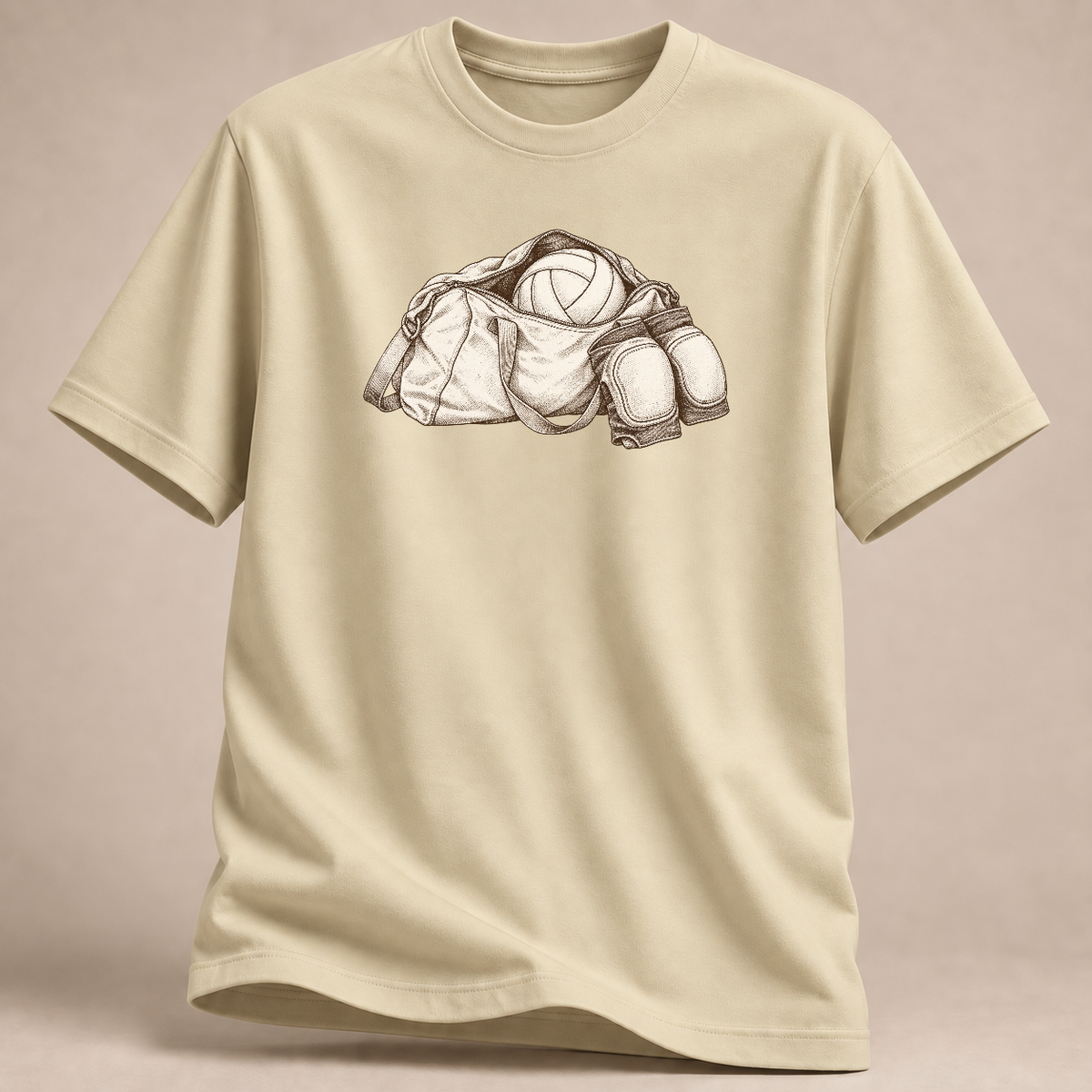 Mein Kalender folgt dem Spielplan Volleyball T-Shirt – Mockup in Natur