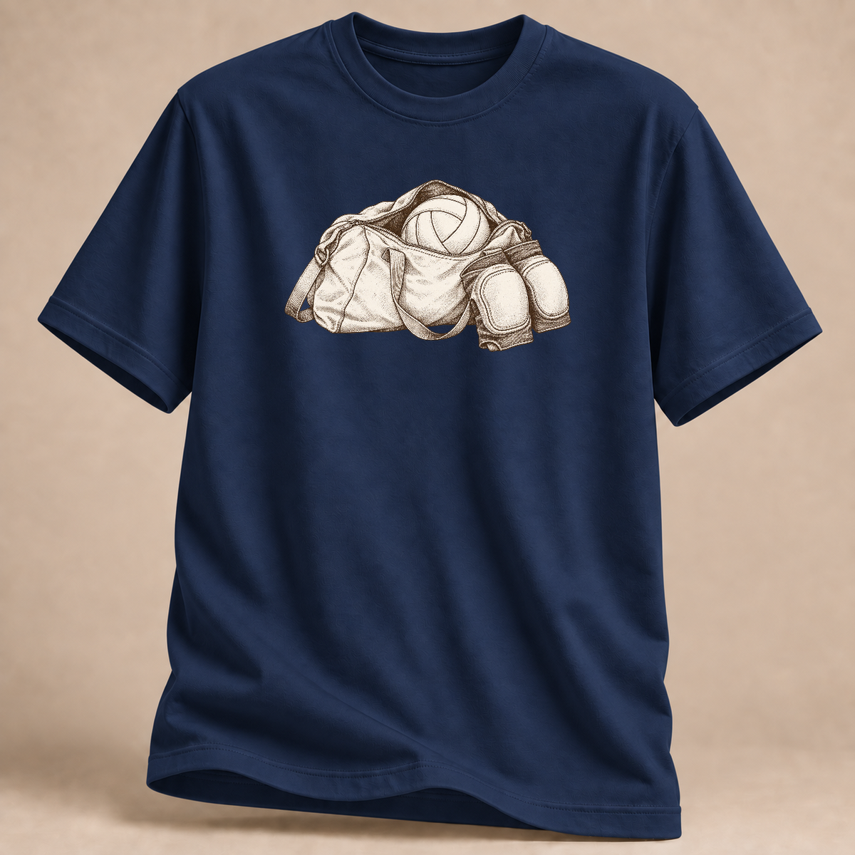 Mein Kalender folgt dem Spielplan Volleyball T-Shirt – Mockup in Marineblau