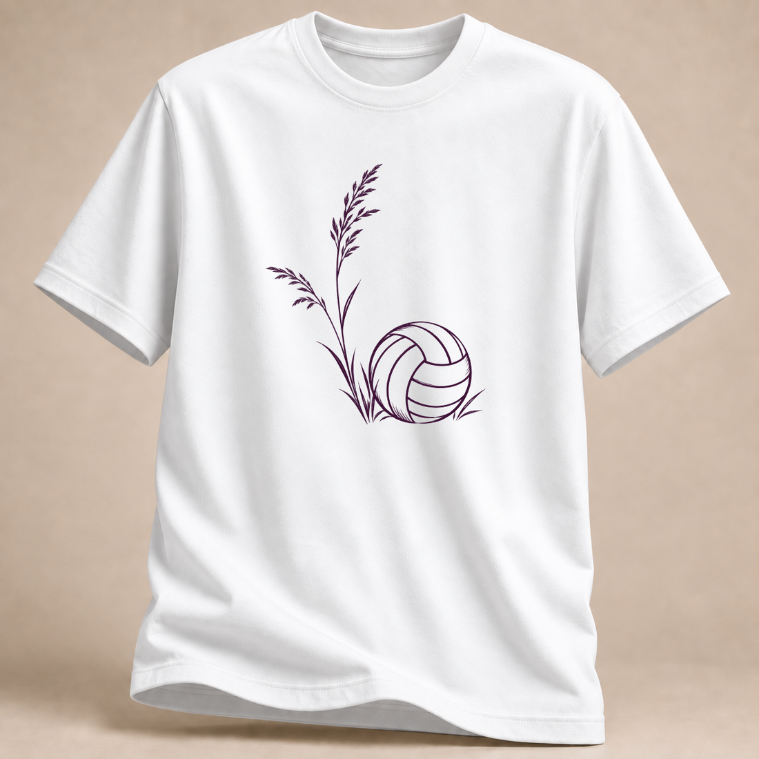Volleyball T-Shirt mit botanischem Blattmotiv – Mockup in Weiß