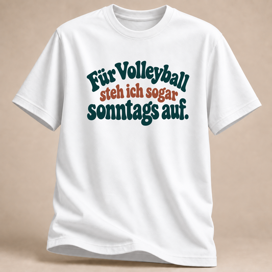 Trainer. Ich hab die Übung erklärt. Volleyball T-Shirt – Mockup in Weiß