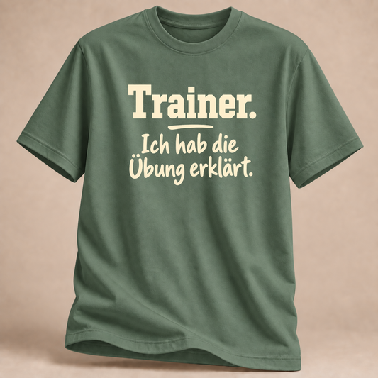 Trainer. Ich hab die Übung erklärt. – Volleyball-T-Shirt in Militärgrün
