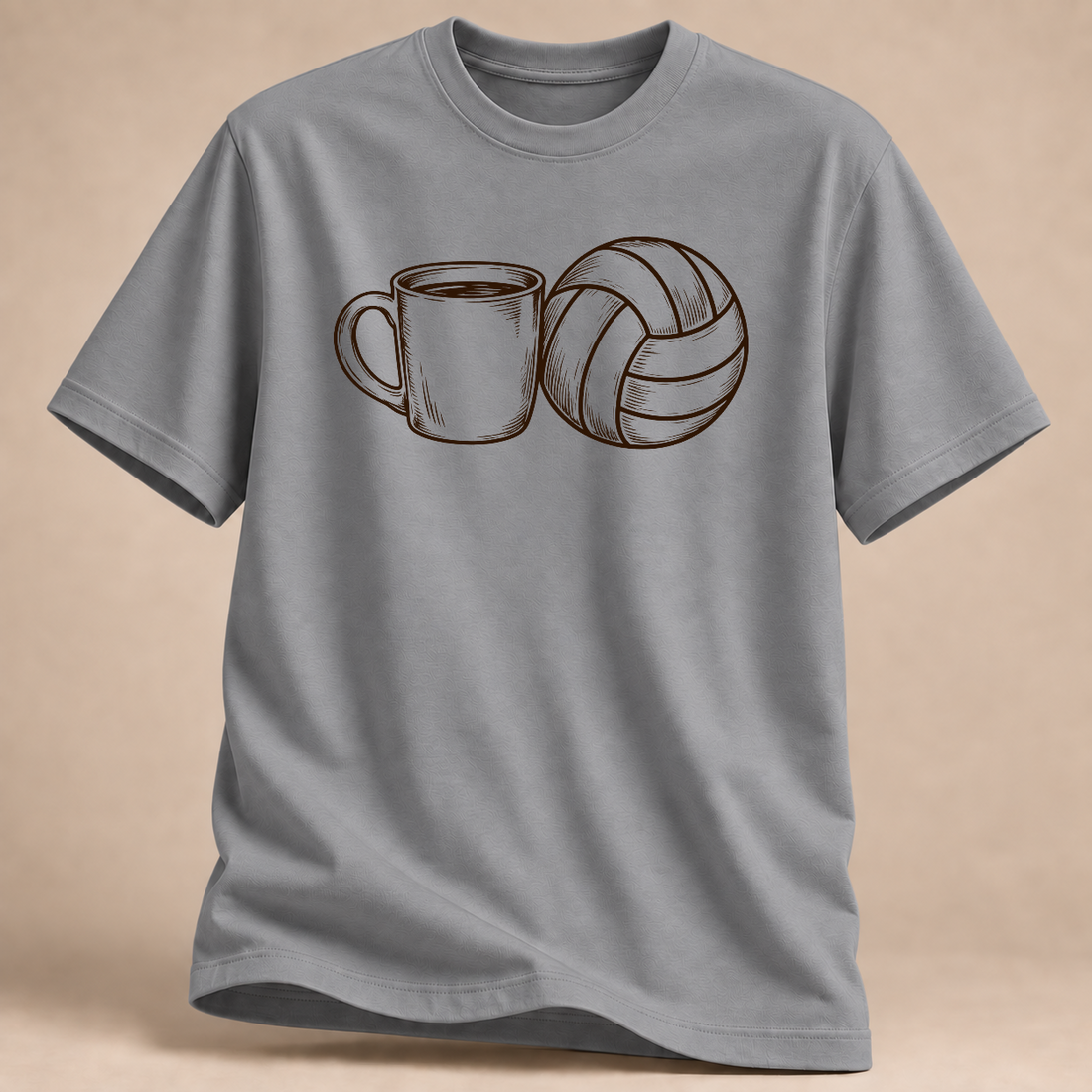 Kaffee und Volleyball T-Shirt – Mockup in Sportgrau meliert