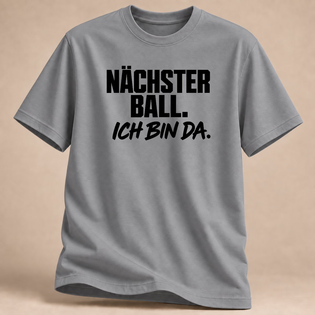 Nächster Ball. Ich bin da. Volleyball T-Shirt – Mockup in Sportgrau meliert