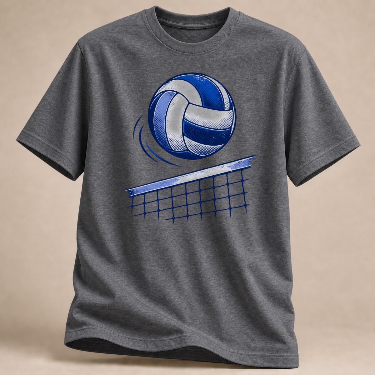 Volleyball über dem Netz T-Shirt – Mockup in Graphit meliert
