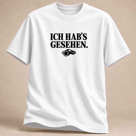 Ich hab’s gesehen Schiedsrichter Volleyball T-Shirt – Mockup in Weiß