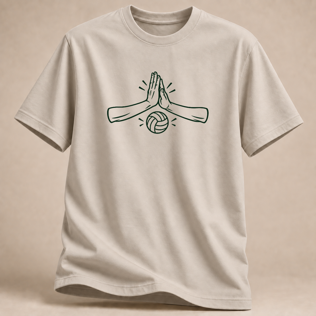 Team High Five Volleyball T-Shirt – Mockup in Sand