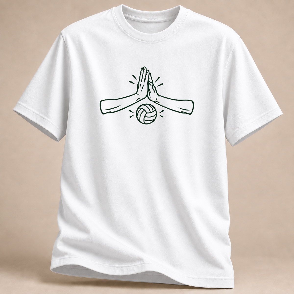Team High Five Volleyball T-Shirt – Mockup in Weiß