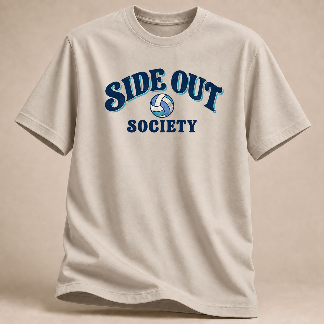 Side Out Society Volleyball T-Shirt – Mockup in Sand