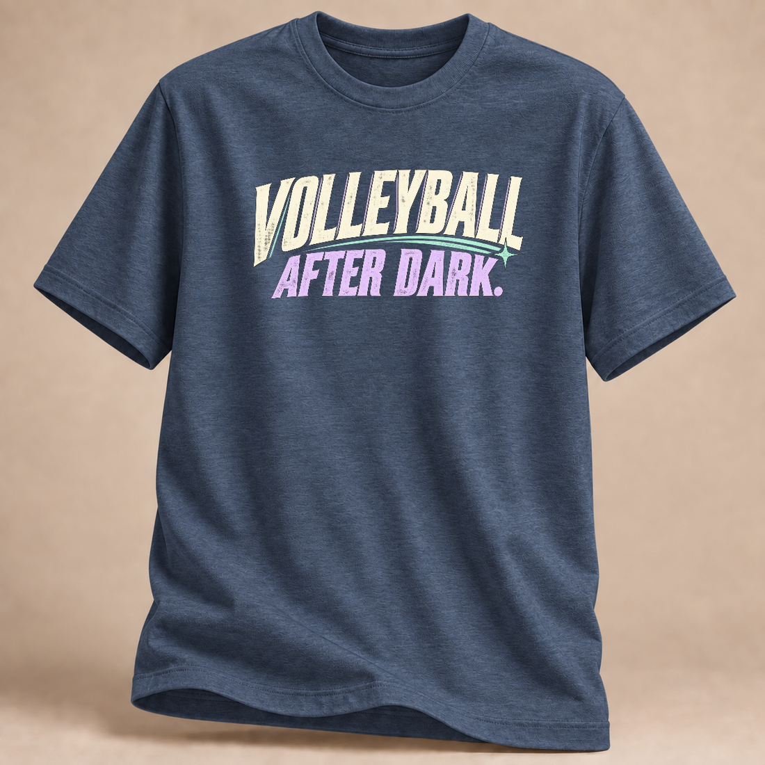 Volleyball After Dark T-Shirt – Mockup in Marineblau meliert
