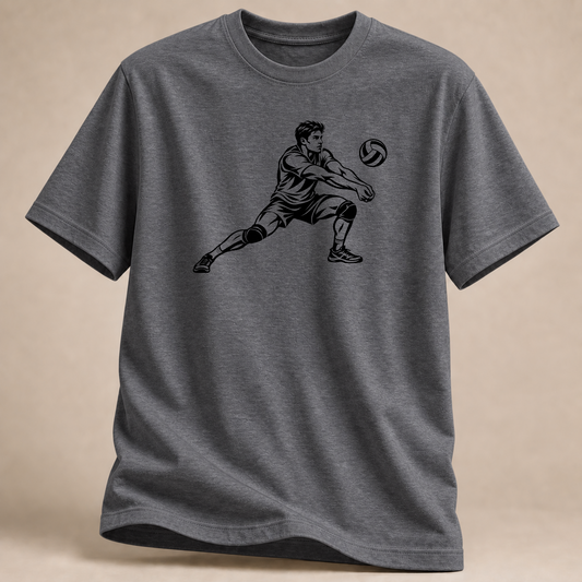 RÜCKRAUM – Volleyball-Abwehr in Aktion T-Shirt – Graphit meliert
